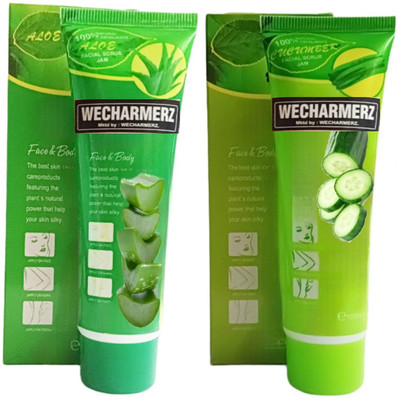 WECHARMERZ Natural Aloevera And Cucumber Cleaning Scrub Gel for Face & Body  Scrub(300 ml)