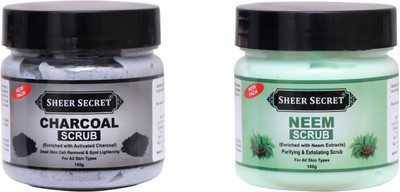 Sheer Secret Charcoal Scrub 100gm and Neem Scrub 100gm Scrub(200 g)