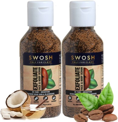 SWOSH Coffee Body Scrub With Walnut, Exfoliate & Remove Tan Coffee Body Scrub All Skin Scrub(150 g)