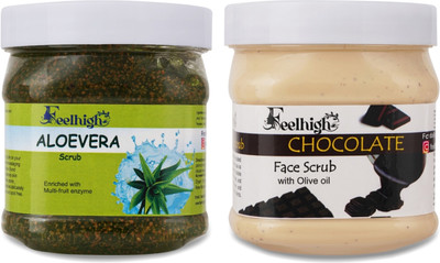 feelhigh Aloevera Scrub & Chocolate scrub enriched with Chocolate extract Scrub(1000 ml)