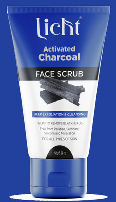 Licht face scrub for, activated charcoal deep cleansing face scrub 50gm, 4pcs. Scrub(200 g)