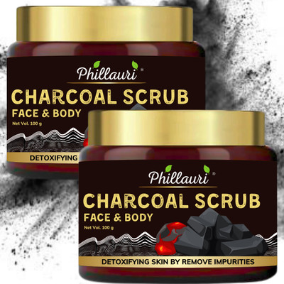 Phillauri Charcoal Face & Body Scrub For Blackheads Removal & Deep Cleansing  Scrub(200 g)