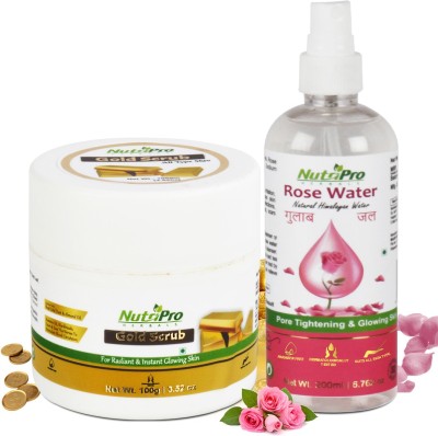 NutriPro Gold Scrub With Himalayan Rose Water | Deep Exfoliating & Pore Tightening(2 Items in the set)