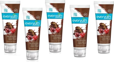 Everyuth Naturals Naturals Pure & Light Tan Removal Choco Cherry Scrub, 50Gm Pack of 5 Scrub(250 ml)