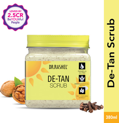 DR.RASHEL De-Tan Scrub For Face & Body with Walnut & Clove Extract|Exfoliating  Scrub(380 ml)