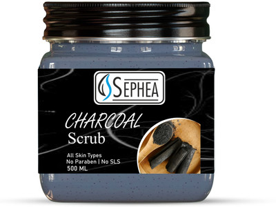 SEPHEA Charcoal Facial Massage Scrub | Face And Body Scrub | For All Skin Types 500 ml Scrub(500 ml)