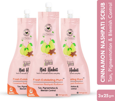 Nat Habit Cinnamon Nashpati Mura (FaceScrub) For Tan Pigmentation & blemish (Pack of 3) Scrub(75 g)