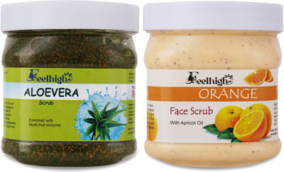feelhigh Aloevera Scrub & Orange scrub enriched with Orange extract Scrub(1000 ml)