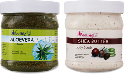 feelhigh Aloevera Scrub & Shea Butter scrub enriched with coconut, Aloe Vera extract Scrub(1000 ml)