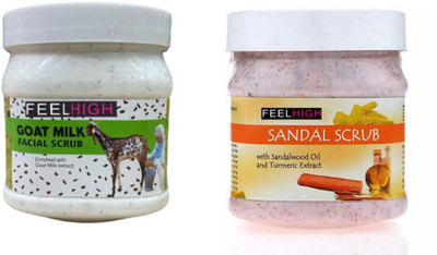 feelhigh Face and Body Goat Milk Scrub 500ml And Sandal Scrub 500ml Scrub(1000 ml)