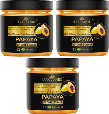 PARK DANIEL Papaya Facial Scrub For Glowing And Healthy Skin Pack of 3 of 100 ML Scrub(300 ml)