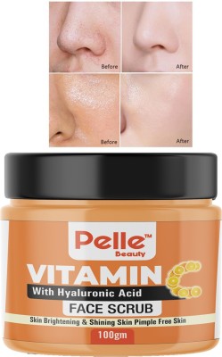 Pelle Beauty Vitamin C Face Scrub Tan Removal Repair Damage Caused By Sun Acne And Pimples Free Skin Scrub (100 gm) Scrub(100 g)