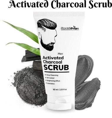 smartdrops Charcoal Face Scrub for Oily and Normal skin And Blackheads Removal  Scrub(60 ml)