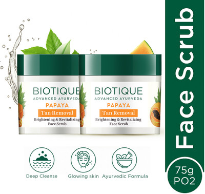 BIOTIQUE Bio Papaya Revitalizing Tan-removal-Pack of 2 Scrub(150 g)