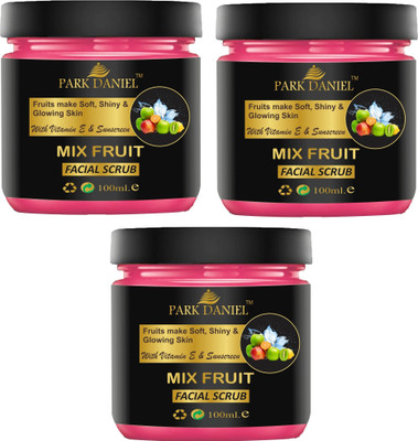 PARK DANIEL Mix Fruit Facial & Body Scrub Pigmention & Dead Skin Removal Pack of 3 of 100ML Scrub(300 ml)