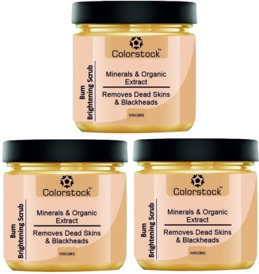 Colorstock Natural Bum Brightening Scrub Removes Dead Skins & Blackheads (100g) Pack of 3 Scrub(300 g)