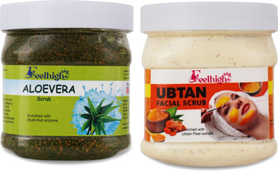 feelhigh Aloevera Scrub & Ubtan scrub enriched with Natural haldi extract Scrub(1000 ml)