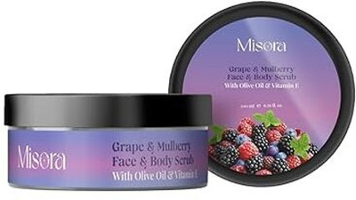 MISORA Grape Mulberry Face Body Scrub for Glowing Radiant Skin Deep Cleansing Hydrating Scrub(200 ml)