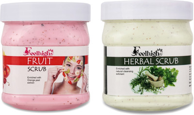feelhigh Face And Body Fruit Scrub 500ml Deep cleansing And Herbal Face Scrub 500ml Scrub(1000 ml)
