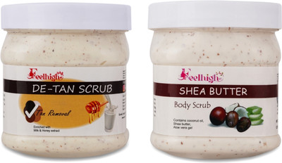 feelhigh Shea Butter Scrub & De-tan Tan removal scrub Scrub(500 ml)
