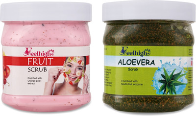 feelhigh Mixfruit scrub -500ml & aloe vera Scrub -500ml -pack2 Scrub(500 ml)