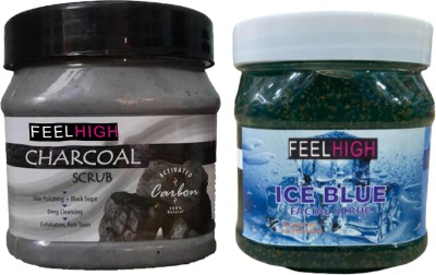 feelhigh Charcoal Deep cleansing Scrub (500ml) & Ice blue Scrub(500 ml)