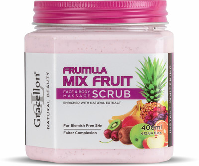 Gracellon Fruitilla Mix Fruits Face and Body Massage Scrub | Instant Whitening Scrub(400 ml)