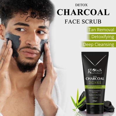 Globus Naturals Detox Charcoal Face Scrub For Detoxifies & Purifies Scrub(100 g)