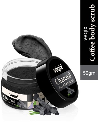 veqix Charcoal Face Scrub Exfoliating Deep Cleansing For_ All Skin Types  Scrub(50 g)