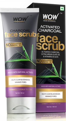 WOW SKIN SCIENCE Activated Charcoal Face Scrub- No Parabens & Mineral Oil - 100mL Scrub(100 ml)