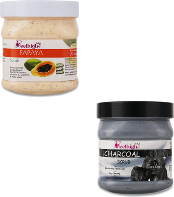 feelhigh Papaya scrub & Charcoal skin polishing Scrub -Skin care products Scrub(500 ml)