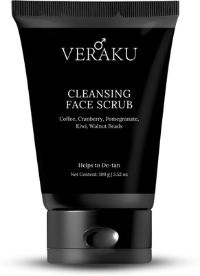 veraku Face Scrub for men with COFFEE, CRANBERRY & WALNUT BEADS Scrub(100 g)