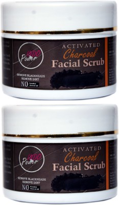 INDO POWER Aa114- ACTIVATED CHARCOAL FACIAL SCRUB COMBO PACK (2x100gm.) Scrub(200 g)