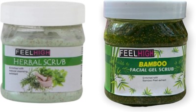 feelhigh Face & Body Herbal Scrub And Bamboo Gel Scrub Man & Woman Scrub(1000 ml)