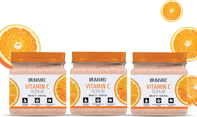 DR.RASHEL Vitamin C Scrub with Natural Orange Peel Extracts | Tan Removal (Pack of 3) Scrub(1140 ml)