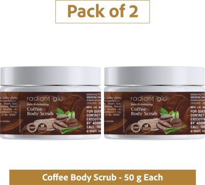 Radiant Glo Coffee Body Scrub For Exfoliating Skin | 50 g x Pack of 2 Scrub(100 g)