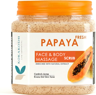 KOKAKOSHI Papaya Fresh Face and Body Massage Scrub | Instant Fairness  Scrub(400 ml)