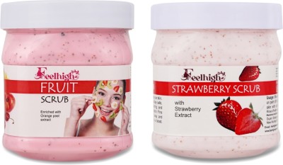 feelhigh Mixfruit scrub -500ml & Strawberry Scrub -500ml -pack2 Scrub(500 ml)