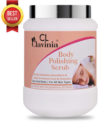CLAVINIA organic Body Polishing Scrub For Skin Brightening De-Tan Ayurveda 1000 ml Scrub(1000 ml)