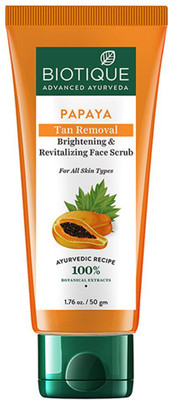 BIOTIQUE Papaya Tan Removal Brightening & Revitalizing Face Scrub 100g Scrub(100 g)