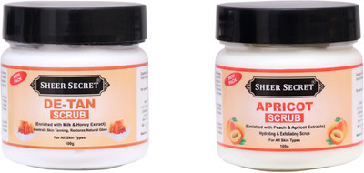 Sheer Secret Detan Scrub 100gm and Apricot Scrub 100gm Scrub(200 g)