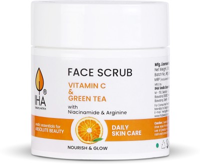 IHA Vitamin C & Green Tea Face Scrub - Herbal Deep Cleansing for Daily Glowing Skin Scrub(100 g)