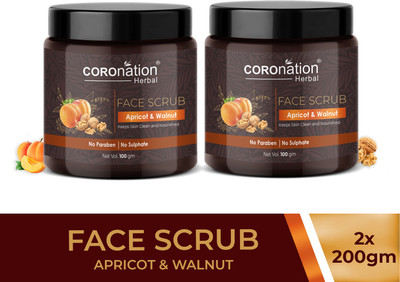 COROnation Herbal Apricot & Walnut Face Scrub - Pack of 2 Scrub(200 g)
