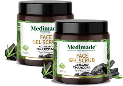 Medimade Activated Charcoal Face Gel Scrub - Pack of 2 Scrub(200 g)