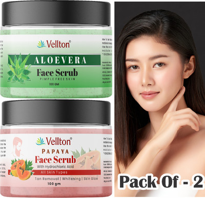 vellton Brightening & Revitalizing Tan Removal Face Scrub Combo| Detoxify Cleanse  Scrub(200 g)