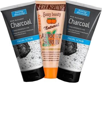 sassy beauty Radiant Glow: Charcoal & Apricot Exfoliating  Scrub(120 ml)