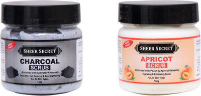 Sheer Secret Charcoal Scrub 100gm and Apricot Scrub 100gm Scrub(200 g)