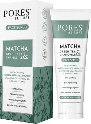 PORES BE PURE Matcha Green Tea & Chamomile Face Scrub | Blackhead Removal & Clarifying Skin | Scrub(100 ml)