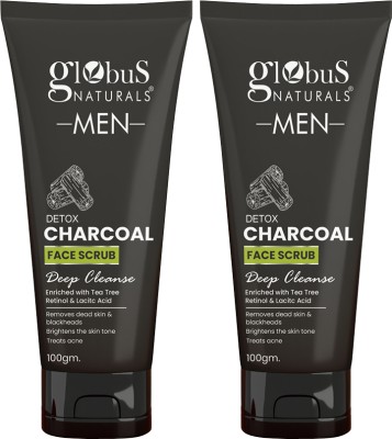 Globus Naturals Anti Pollution & Anti Acne Detox Charcoal for Men, Set of 2 Scrub(200 g)