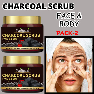 Phillauri Charcoal Face Scrub For Oily Skin & Normal skin for Blackhead Tan Removal  Scrub(200 g)